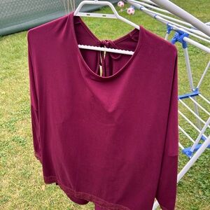 (6/$30) La Vie En Rose Deep Burgundy Top with Lace Detail